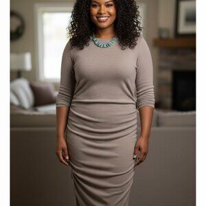 INC Sexy lightweight Sweater dress w/gathered sides & matching Slip XL